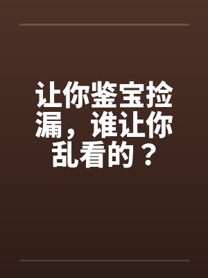 让你鉴宝捡漏,谁让你乱看的?